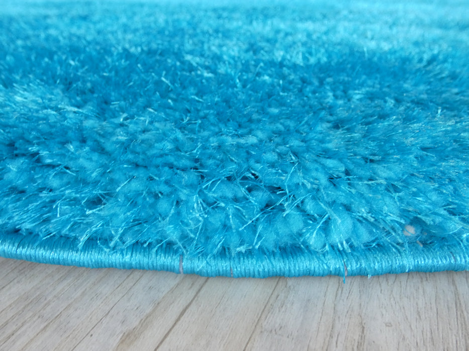Dream Shaggy Turquoise Colour Turkish Round Rug - Rugs Direct