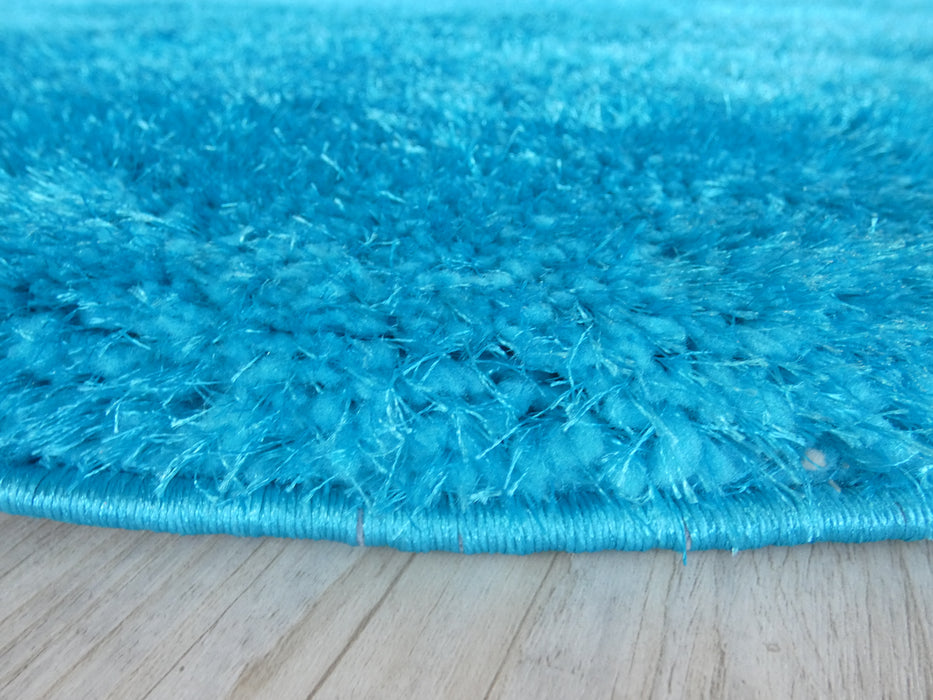 Turquoise Silk Ribbed Rug Dream Shaggy Turquoise Colour Turkish Round Rug — Rugs Direct