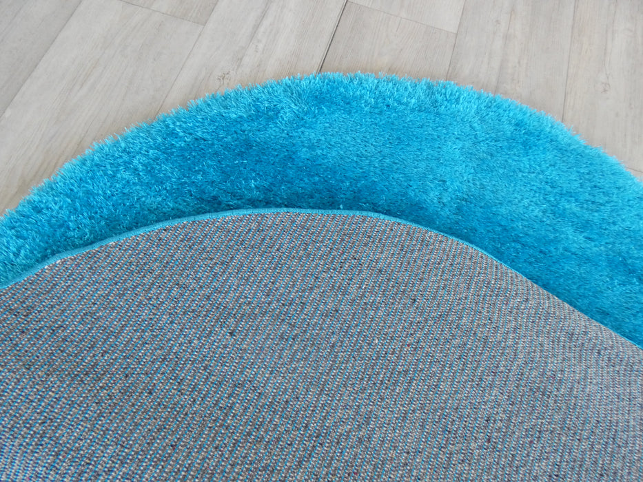 Turquoise Silk Ribbed Rug Dream Shaggy Turquoise Colour Turkish Round Rug — Rugs Direct