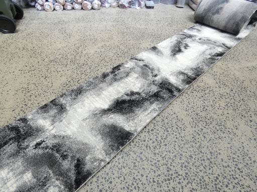 Abstract Modern Design Turkish Hallway Runner in Grey Colour