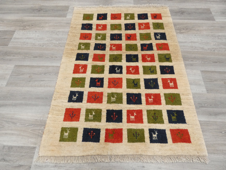 Authentic Persian Hand Knotted Gabbeh Rug Size: 138 x 99cm- Rugs Direct 