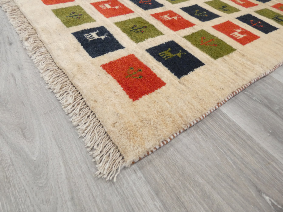 Authentic Persian Hand Knotted Gabbeh Rug Size: 138 x 99cm- Rugs Direct