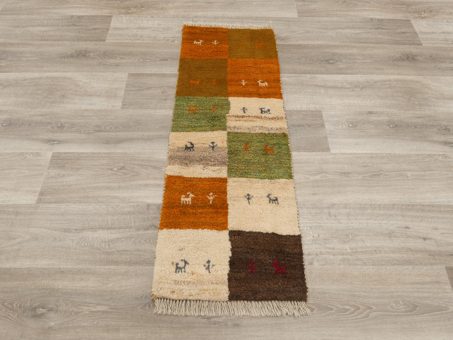 Authentic Persian Hand Knotted Gabbeh Rug Size: 118 x 44cm- Rugs Direct