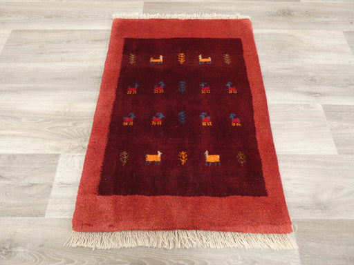 Authentic Persian Hand Knotted Gabbeh Rug Size: 87 x 63cm- Rugs Direct