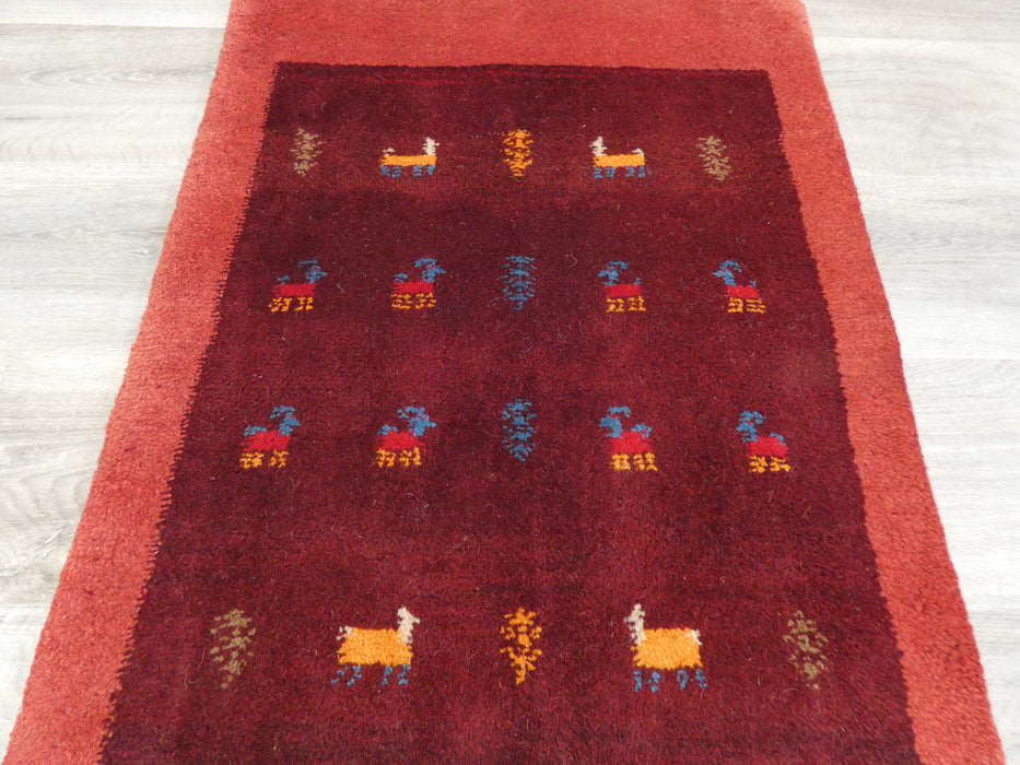 Authentic Persian Hand Knotted Gabbeh Rug Size: 87 x 63cm- Rugs Direct