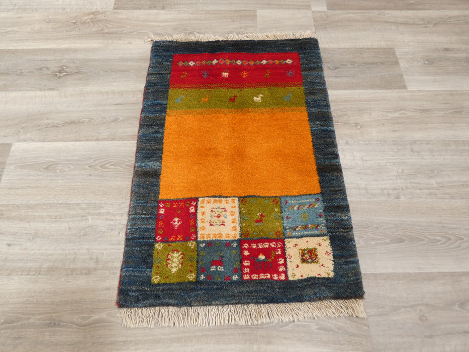 Authentic Persian Hand Knotted Gabbeh Rug Size: 88 x 62cm- Rugs Direct 