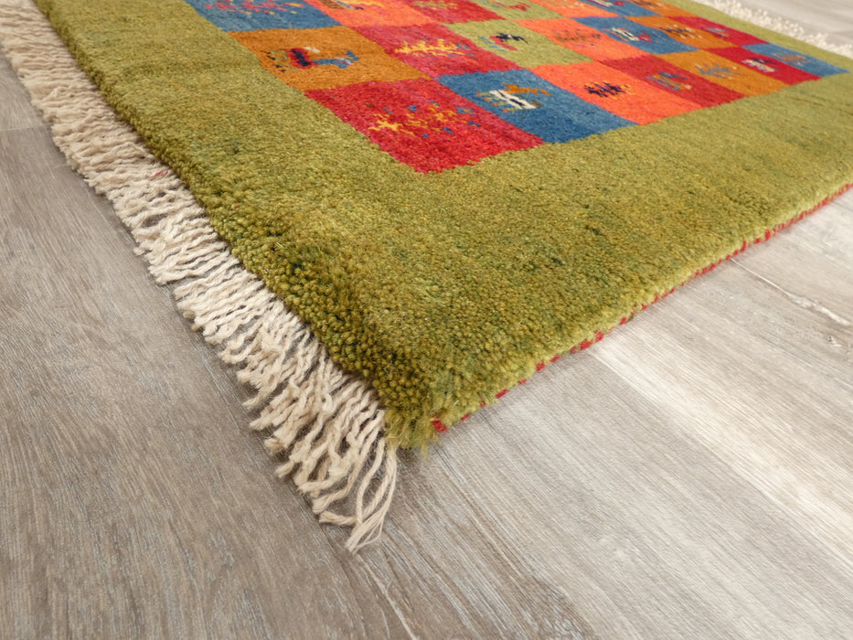 Authentic Persian Hand Knotted Gabbeh Rug Size: 90 x 65cm- Rugs Direct
