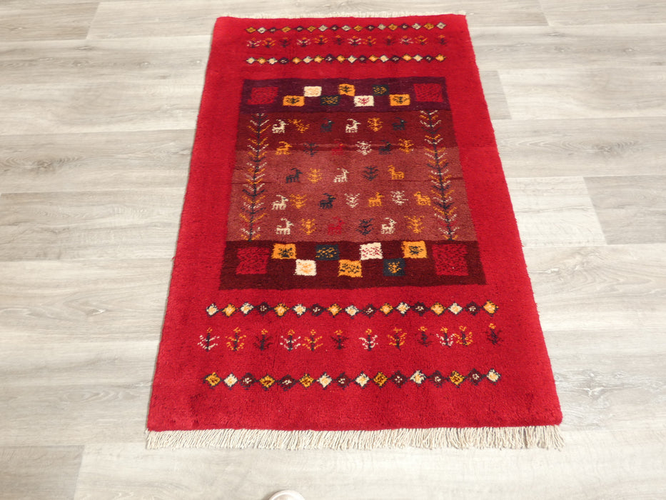 Authentic Persian Hand Knotted Gabbeh Rug Size: 121 x 80cm- Rugs Direct 