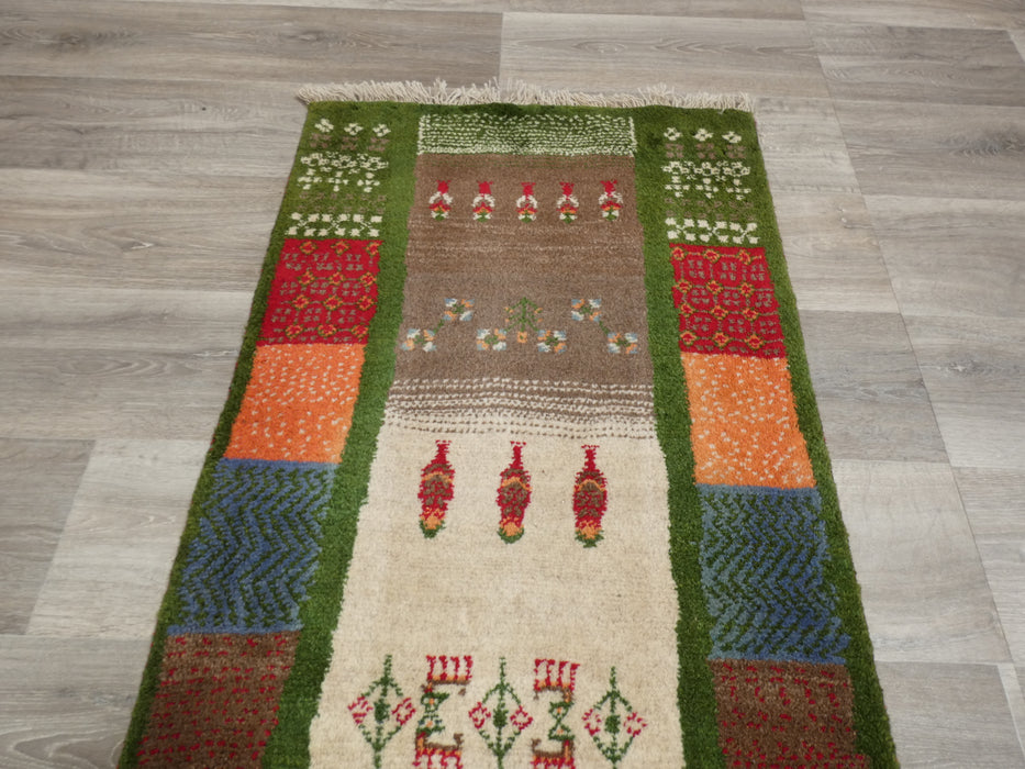 Authentic Persian Hand Knotted Gabbeh Rug Size: 162 x 65cm- Rugs Direct