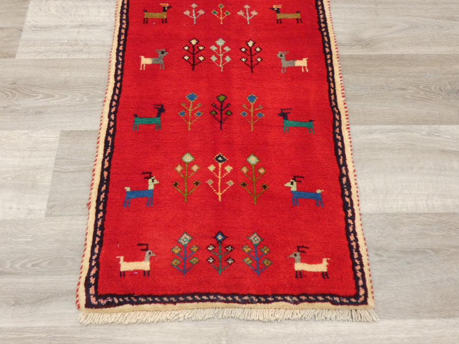 Authentic Persian Hand Knotted Gabbeh Rug Size: 140 x 51cm- Rugs Direct