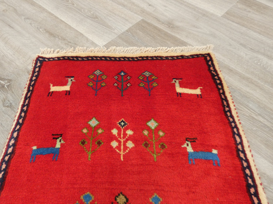 Authentic Persian Hand Knotted Gabbeh Rug Size: 140 x 51cm- Rugs Direct