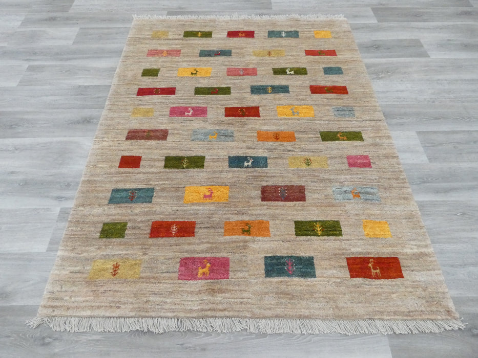 Authentic Persian Hand Knotted Gabbeh Rug Size: 191 x 149cm- Rugs Direct