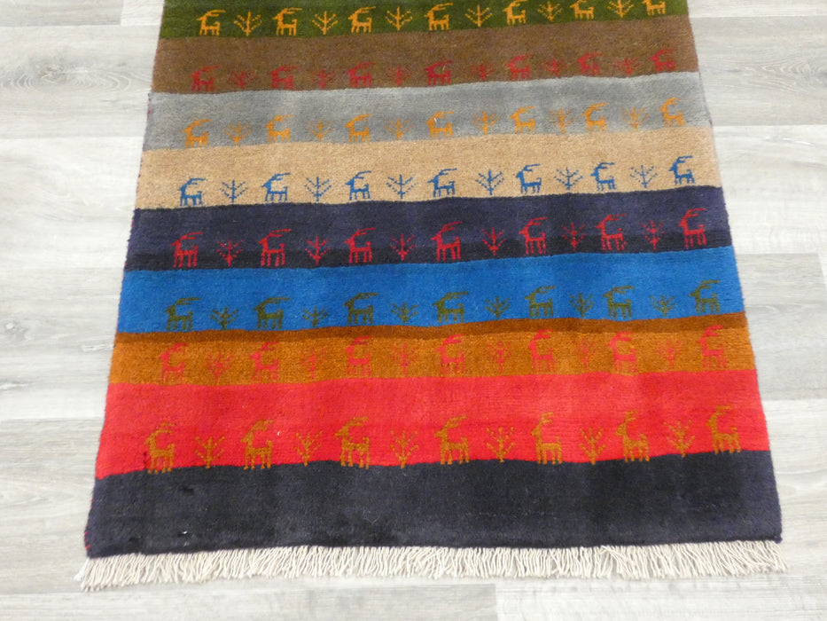 Authentic Persian Hand Knotted Gabbeh Rug Size: 124 x 77cm- Rugs Direct