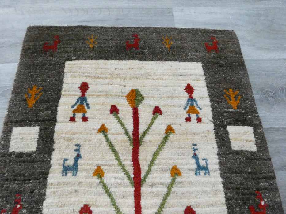 Authentic Persian Hand Knotted Gabbeh Rug Size: 91 x 59cm- Rugs Direct