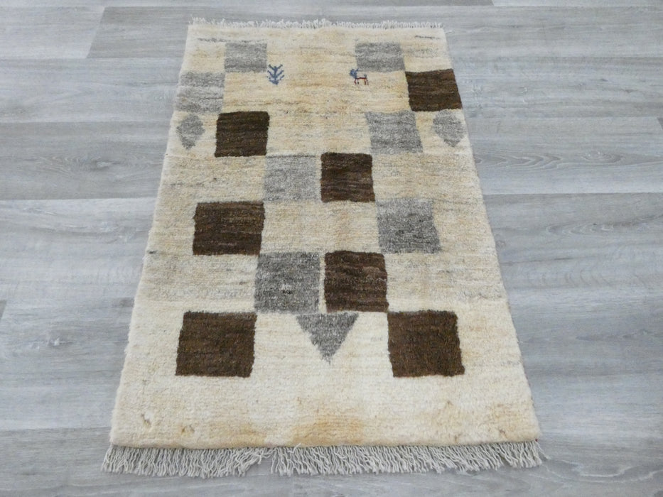 Authentic Persian Hand Knotted Gabbeh Rug Size: 92 x 62cm- Rugs Direct