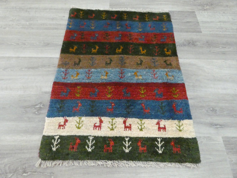 Authentic Persian Hand Knotted Gabbeh Rug Size: 87 x 64cm- Rugs Direct