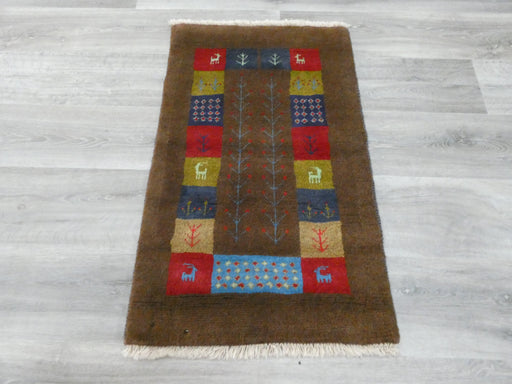Authentic Persian Hand Knotted Gabbeh Rug Size: 91 x 56cm- Rugs Direct