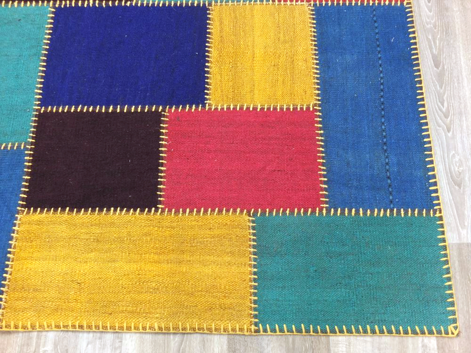 Colourful Overdyed Patchwork Rug Size: 168 x 239cm-Patchwork Rug-Rugs Direct