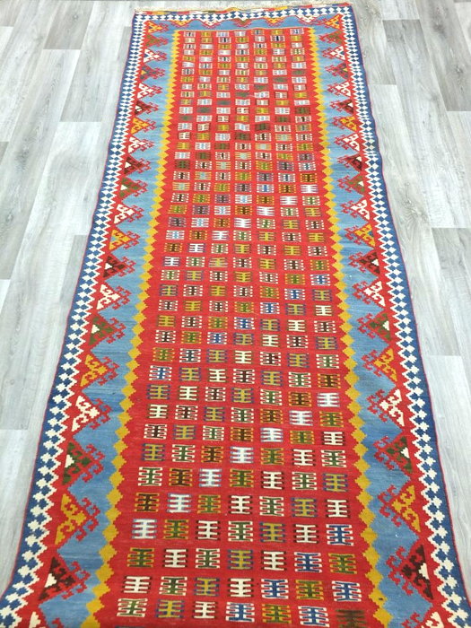 Persian Hand Made Qashqai Kilim Runner Size: 122 x 410cm-Kilim Rug-Rugs Direct