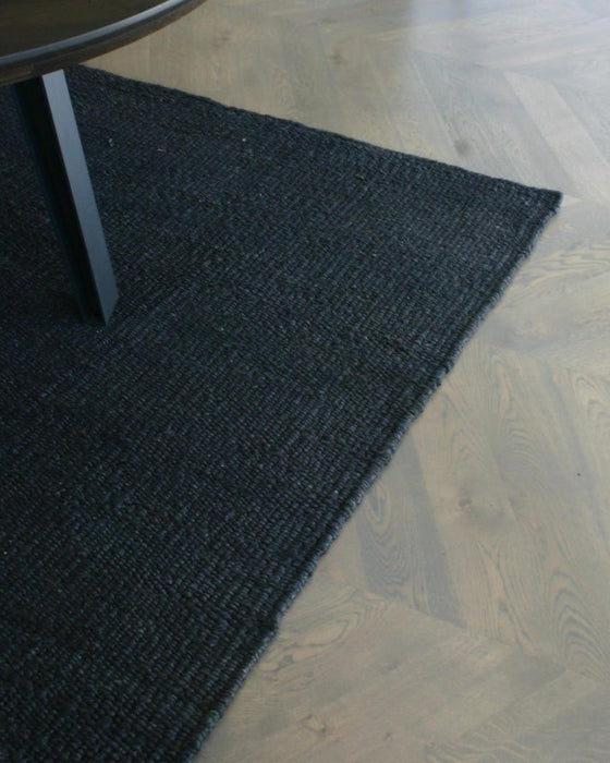 100% Natural Jute Rug in Black Colour Size: 160 x 230cm- Rugs Direct 