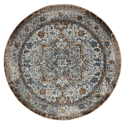 Roman Mosaic Traditional Turkish Round Rug - 160x160cm-Round Rug-Rugs Direct