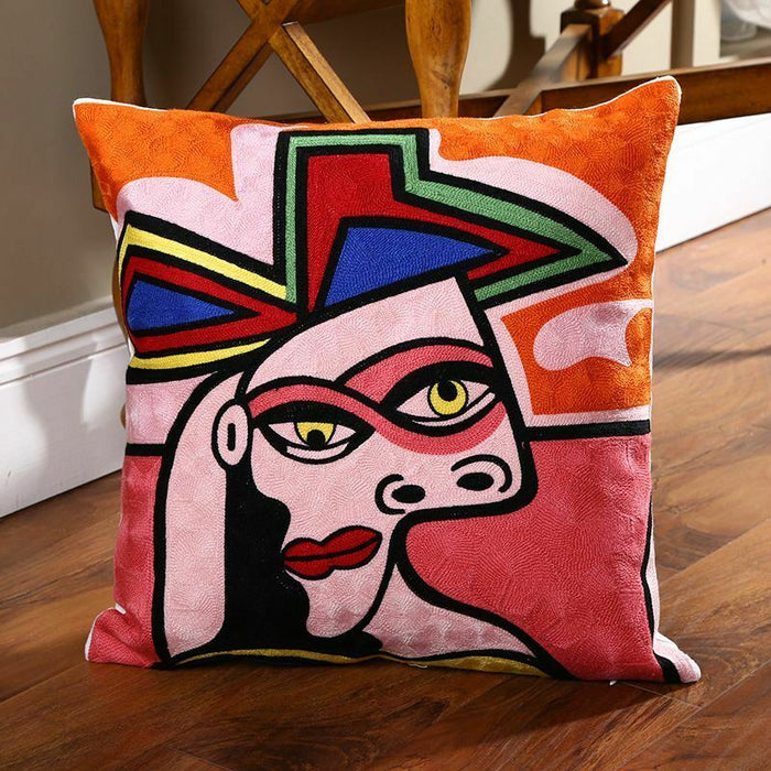 Hand Embroidered "Picasso" Cushion Cover - Rugs Direct