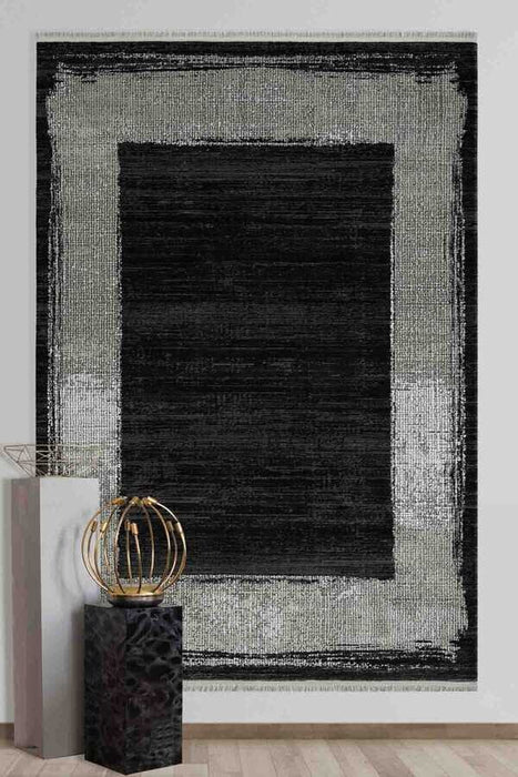 Luxurious Designer Black & Light Grey Colour Rug - Rugs Direct